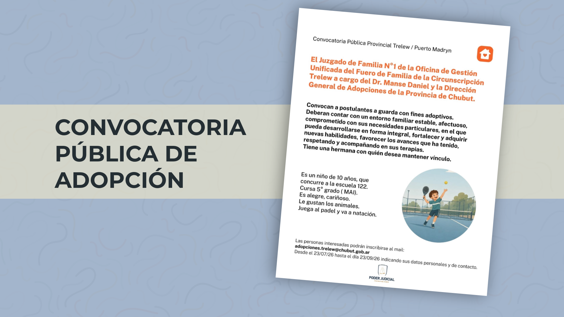 Adopciones: Convocatoria Pública Provincial